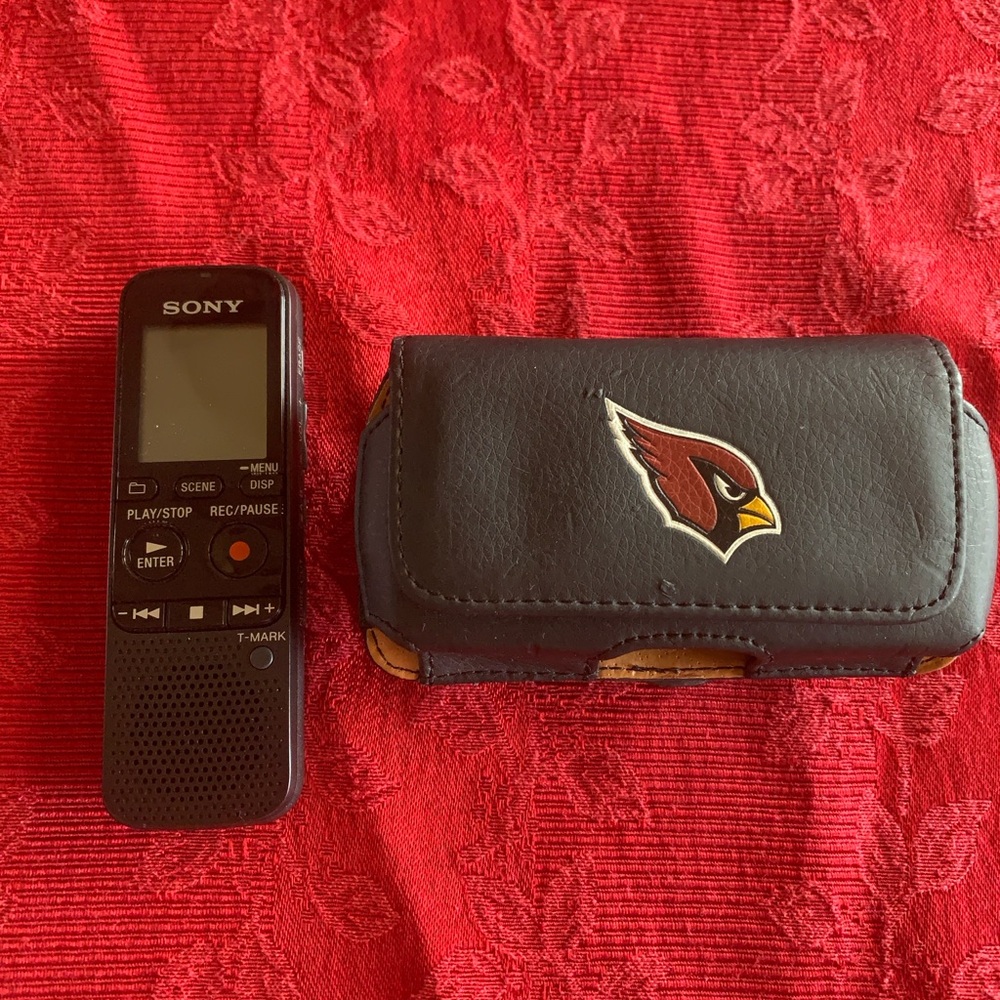 Sony Black Digital Voice Recorder with Az Cardinals Logo Case